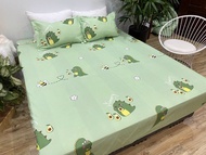 Bộ ga gối cotton poly 3 món họa tiết mẫu khủng long bơ Bà Béo Kho chăn ga gối ga giường drap giường