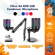 Fifine A6 RGB USB Condenser Microphone with Mute Button &amp; Gain Control, for Gaming, Streaming, Podcasting