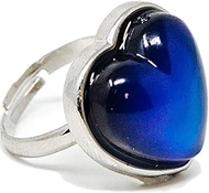 Adjustable Heart Mood Ring for Kids and Adults - One Size Fits All - Includes Color Mood Chart