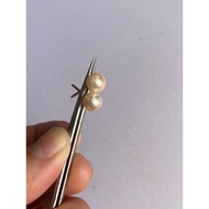 7mm saltwater akoya pearl earrings with silver handle