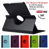 For Huawei Mediapad T3 10 9.6 / T5 10.1 / M5Lite 8.0 / M5Lite 10.1 /M6 8.4/M6 10.8 360 Rotating Tablet Funda Flip Cover Stand PU Leather Cover Case