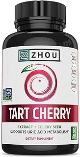 Zhou Tart Cherry Extract with Celery Seed | Advanced Uric Acid Cleanse for Joint Comfort, Healthy Sleep Cycles &amp; Muscle Recovery | 30 Servings, 60 Veggie Caps