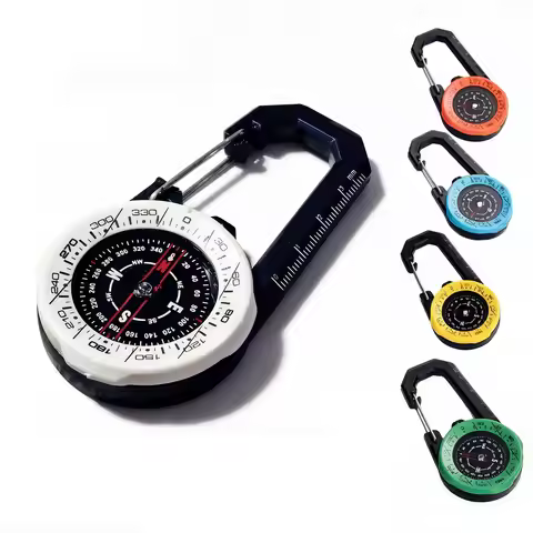 Portable Luminous Compass Carabiner Mini Survival Directional Tool for Outdoor Hiking Camping Mounta