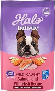 Halo 37022 Small Breed Holistic Healthy Weight Grain Free Wild Salmon &amp; Whitefish Recipe Dry Dog Food, 10lb