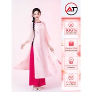 Women's ao dai, embroidered floral silk ao dai with 4 panels, size S - 3XL