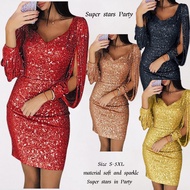 Glitter Dress Women Sequin Sparkle Deep V Neck bodycon dress plus size 5XL red cocktail glitz outfit