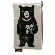 Jean黑熊收納袋/ 長型黑熊拿花