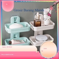 GBM 2-Tier Bar Soap Holder 2-Tier Bathroom Soap Box Bathroom Shelf Wall-Mounted Soap Holder