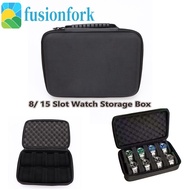 FUSIONFORK​ Watch Storage Box, Hard Shell 8/ 15 Slot Watch Display Box, Case Box Zippered Closure Sh