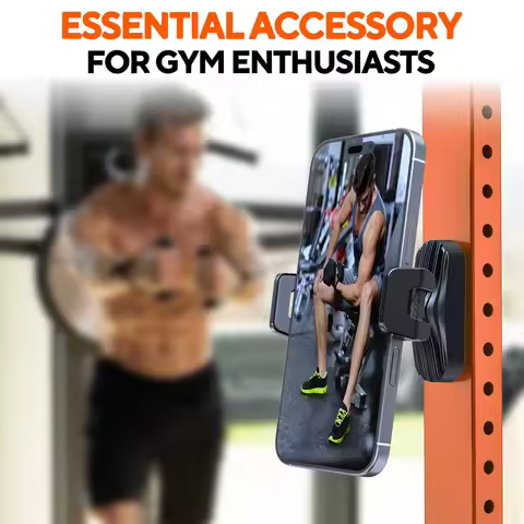 Magnetic Fitness Phone Holder 360 Degree Adjustable Gym Phone Holder Fit 4.7-7 Inch Smartphone Gym A
