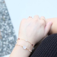 小雪球 月光石手鍊 紅石榴 14K 包金 注金 水洗不退色