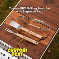1 Set Customized Text BBQ Tool Set, Customized BBQ Tools With Text, Customized Text BBQ Tool Set, Cu