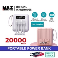 Powerbank 20000mah with 4 Cable Small Powerbank mini Type C Micro IP Kecil Pawer Bank Original Digit