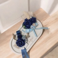 Blue dark navy electric royal blue boutonniere corsage corsage men's suit wedding flower chest weddi