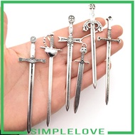 [Simple] 6 Pieces Knight Sword Charms Bookmark Charms Swords Multifunctional for Miniature Scenes Or