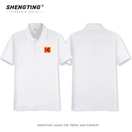 Kodak Chest Square Badge Print Cotton Polo Shirt Loose Collar Unisex Top  8.7