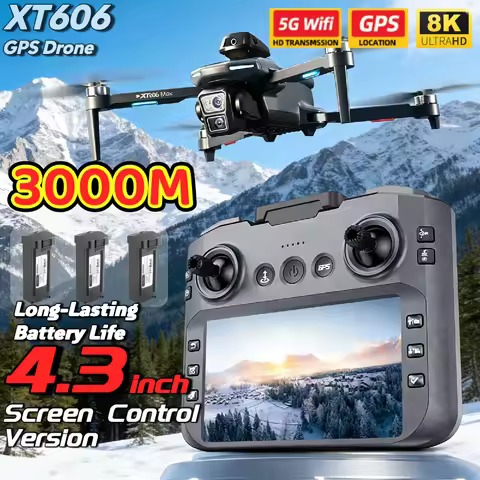 XT606 Drone MAX GPS RC with LCD Screen 8k 4k 3 Battery Professional HD Camera FPV 360° Obstacle Avoi