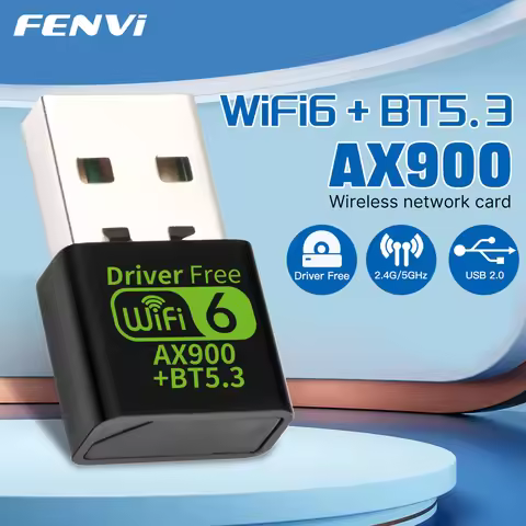 FENVI 900Mbps WiFI 6 USB Adapter Bluetooth 5.3 Wireless Network Card Dual Band Driver Free USB Dongl