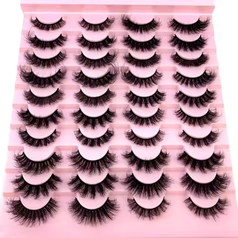 AMSDCN mixed 20 pairs of 5D fluffy eyelashes D-roll thick cat eyelashes soft Wispy 8D roll false eye