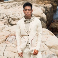男士彈性西裝外套 (白沙色)