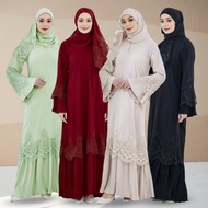 JOJOBars Sulam pleated abaya jubah Pleated Allium Abaya Pleated Allium Fouzia Abaya Dresses Lace Sle