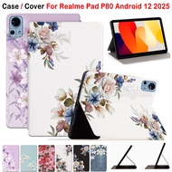 For Realme Pad P80 Android 12 2025 Fashion Blooming Butterflies Painted Tablet Protective Case Table