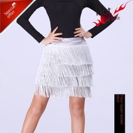 Adult Women Latin Dance Red Skirt Dance Skirt Tassel Latin Dance Performance Practice Skirt
