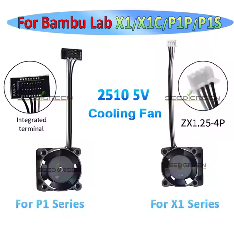 2510 Fan For Bambu Lab X1/P1 Hotend Cooling Fan With Cable Rapid cooling Fan For Bambu X1C P1S P1P 3