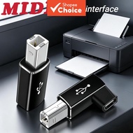 MIDI Printer Adapter USB Type C to Type B Male, suitable for printers, hard drive docks, fax machine