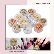 V✔2B FLAKE CHIP FOIL MIX 4W NAIL ART FLAKE CHIPS 4 WARNA GOLD SILVER