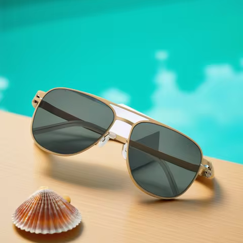Stainless Steel Sunglasses High Definition Sunshade Glasses CALEB Men's Large Frame UV Protection Pi