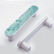 4 Pack Aquamarine Pastel and Teal Agate Pattern Print Cabinet Pull 3-3/4 Inch (96 mm) Center to Cent