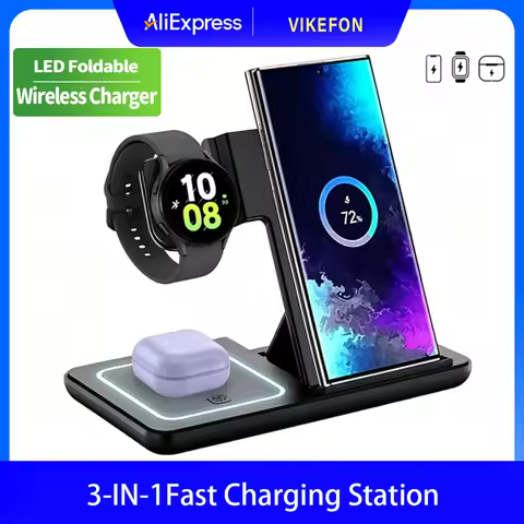 3 in 1 Wireless Charger Desk Stand For Samsung S24 S23 Galaxy Watch 2-8 Active 1 2 Buds Pro Earphone