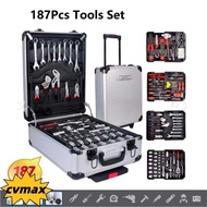 CYMX 187Pcs Tools Set, Wheeled Trolley Socket Wrench Tool Box Set, Portable Professional High Hardne