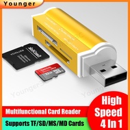 4 in 1 Smart Card Reader SD/TF/MS/MD Cards To USB OTG Adapter Flash Alloy Memory Card Reader For Computer Phone