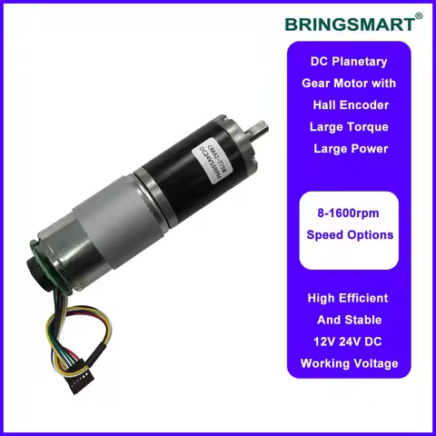 Bringsmart 42MM Planetary Gear Motor DC Motor Adjustable Speed With Encoder High Torque Low Noise CW