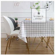 Tablecloth Table Cover Minimalist Style PEVA Plastic Available In 2 Sizes Waterproof Grid Pattern hh