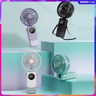 USB Handheld Mini Fan Foldable Portable Neck Hanging Fans 1200mAh USB Rechargeable Fan with Phone Stand and Display Screen