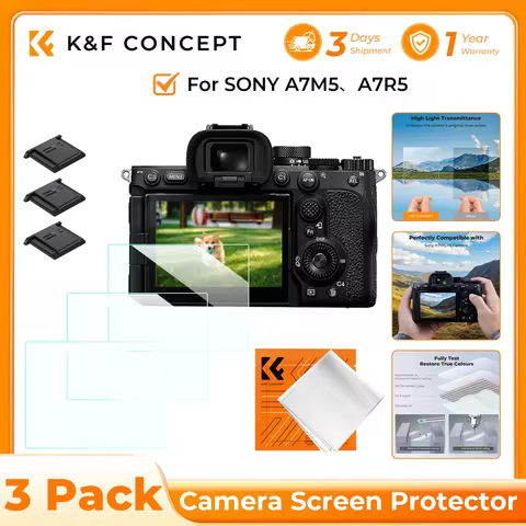 K&F CONCEPT for Sony A7M5 A7R5 3 Pack Camera Screen Protector 9H Hardness Tempered Glass Anti-Scratc