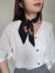 中古正品Celine真絲馬車圖案絲巾 思琳 小領巾 方巾