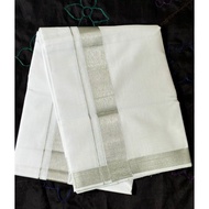 Silver Kara White Colour Double Dhoti – Traditional Dhoti White Dhoti with silver zari