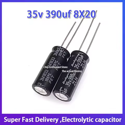 5pcs New Rubycon imported electrolytic capacitor 35v 390uf 8X20 ruby zlh high frequency and long lif