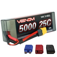 Venom Heavy-Duty 2S LiPo Battery | 25C 2S 5000mAh 7.4V LiPo Battery | High-Performance Hard Case 2S