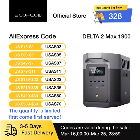 ECOFLOW Portable Power Station DELTA 2 Max 1900, 1900Wh Solar Powered Generator, 2400W LFP Solar Gen