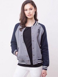 英國品牌Bellfield藍色橫紋Logo棒球外套
