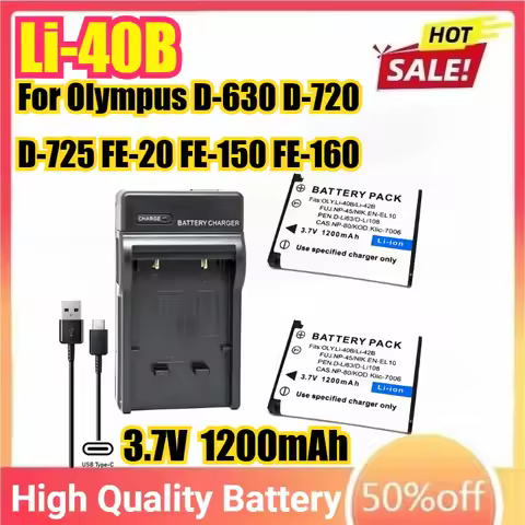 Li-40B Li-42B 3.7V Camera Battery or USB Charger For Olympus D-630 D-720 D-725 FE-20 FE-150 FE-160 F