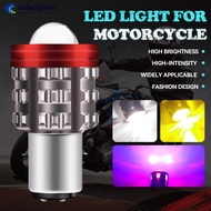 NOBELJIAOO 1Pc Motorcycle Headlight LED H4/H6 BA20D Hi/Low Dual Colors with Angel Devil Eyes Headlig