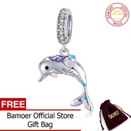 BAMOER จี้รูปสัตว์ทำจากเงิน925 Dolpin สำหรับผู้หญิงเครื่องประดับสร้อยข้อมือสร้อยคอเงินแท้ BSC159