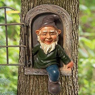 【yves_service】Garden Gnome Statue, Out the Door Tree Hugger, Funny Garden Tree Decoration, Patio Yar