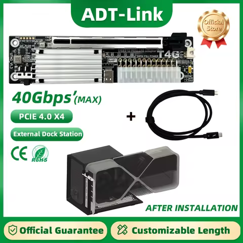 ADT-Link 40Gbps PCIE 4.0 X4 Dock Station for Thunderbolt 3 /4 eGPU External Expansion Supports RTX20